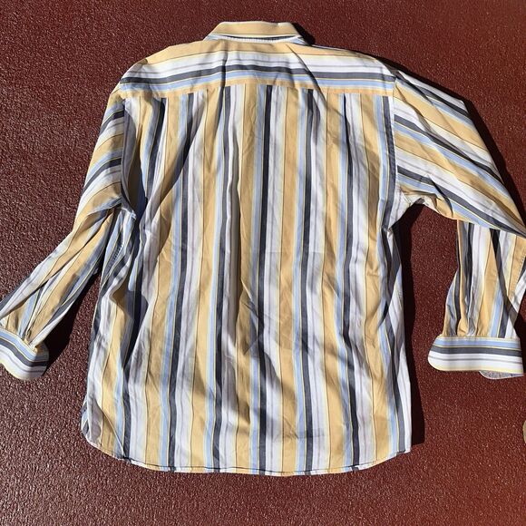 McKenzie Tribe striped button-up shirt in yellow, blue, and white. XL - Picture 7 of 9